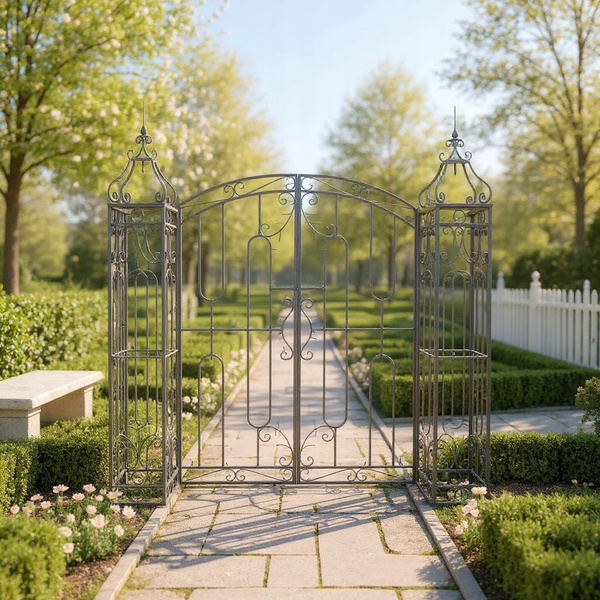 BRAMKA OGRODOWA 170 x 26 x 163 CM ANTYCZNY BRĄZ