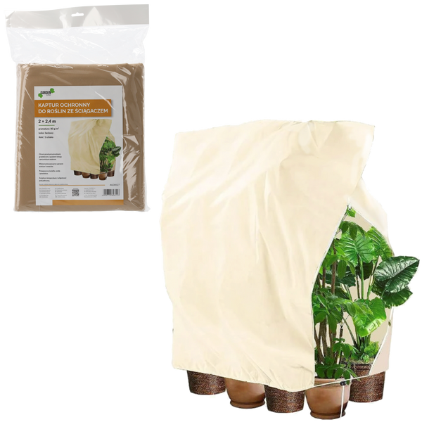 PLANT PROTECTION HOOD 2 X 2.4 M WITH DRAWSTRING 80 G BEIGE