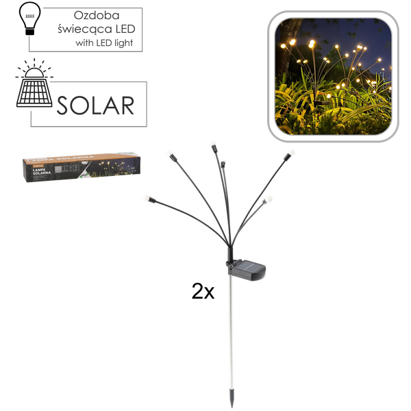 Sada 2 solárních lamp H 70 cm se světlem 6 LED teplá bílá *5899