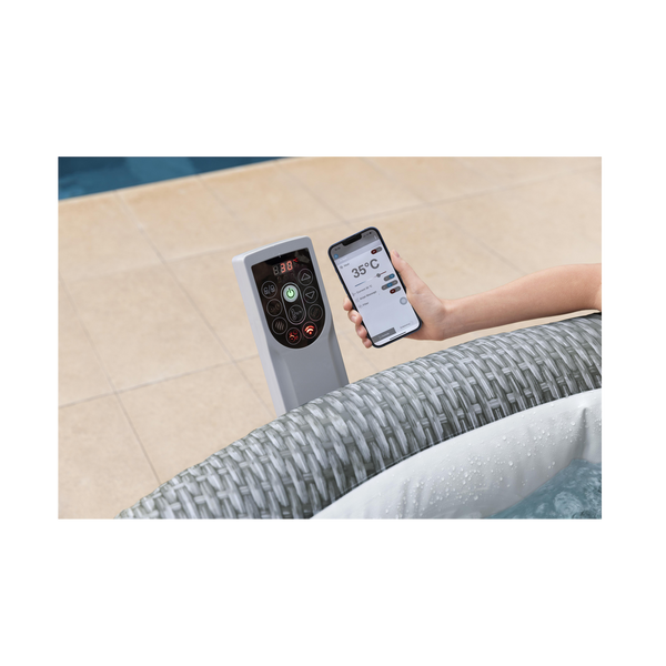 Lay-Z-Spa 77"x28"/1.96mx71cm Bali MaxHold EnergySense UltraFit Smart AirJet 6 Grey Rattan Round