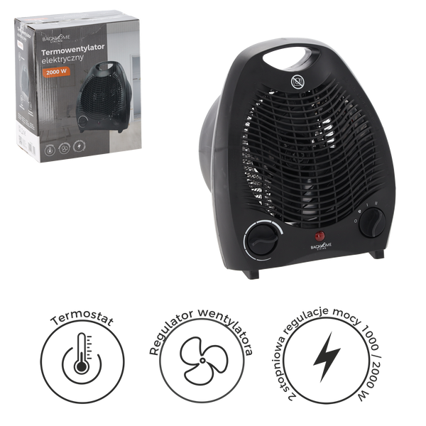 Elektrický ventilátor / Fritéza s bezpečnostním vypínačem černá 2000 W *3001