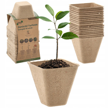 SET OF 18 PEAT FLOWERPOTS 8x8x8 CM