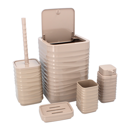 5-PIECE BATHROOM SET SQUARE BROWN