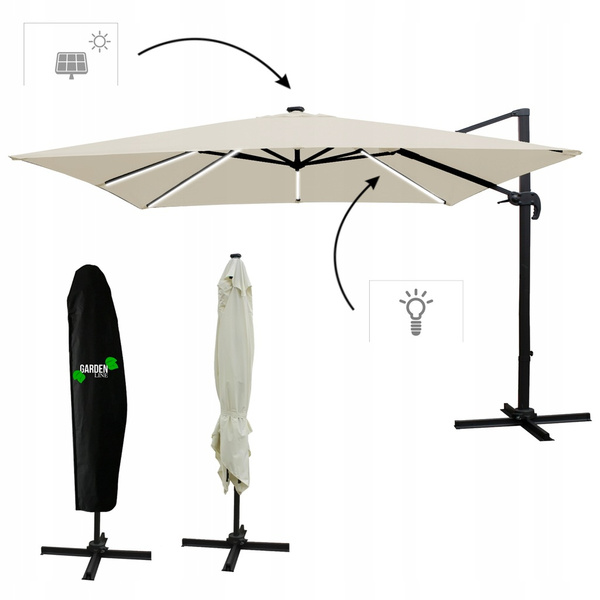 ZÁHRADNÝ PARASOL 3 x 4 M BEŽOVÝ "ROMA" S LED ODEVOM *1589
