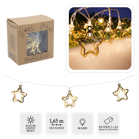 LANTERNĂ LED AURIE DIN METAL - STEA 3D 10L PE BATERII *4109