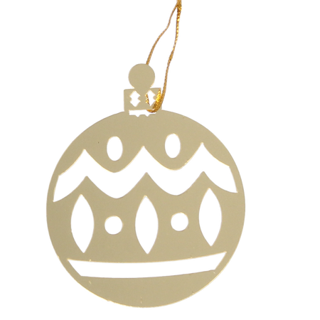 SET OF 3 CHRISTMAS DECORATIONS - GOLD BAUBLE 8 x 6 CM