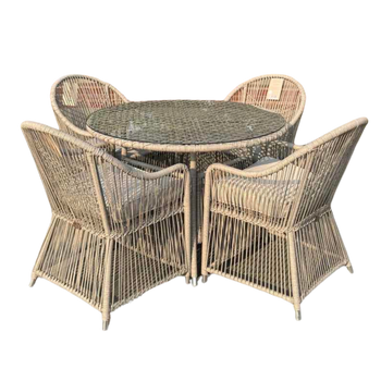 ALUMINIUM ROUND DINING SET (4 CHAIRS + TABLE)