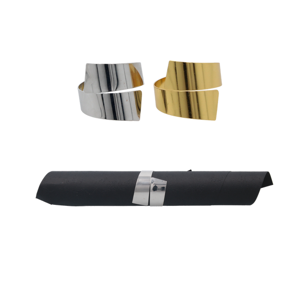 SET OF 4 NAPKIN RINGS - HELIX GOLD/SILVER