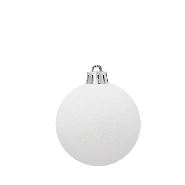 SET OF 9 BAUBLES 6 CM WHITE