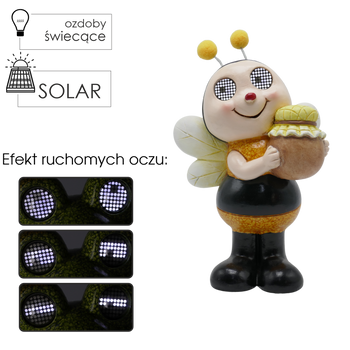 ZAHRADNÍ FIGURKA - VČELA S SVÍTÍCÍMI OČIMA 25,8 x 18,5 x 35,5 cm LED *9392