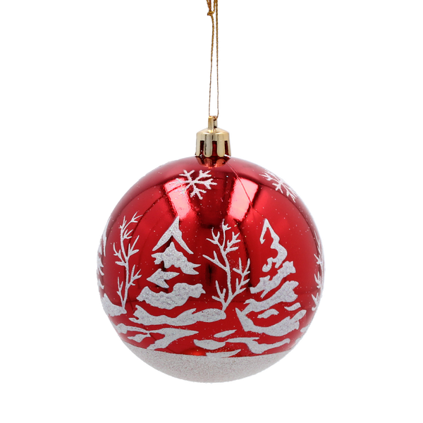 SET OF 6 CHRISTMAS BAUBLES RED 8 CM