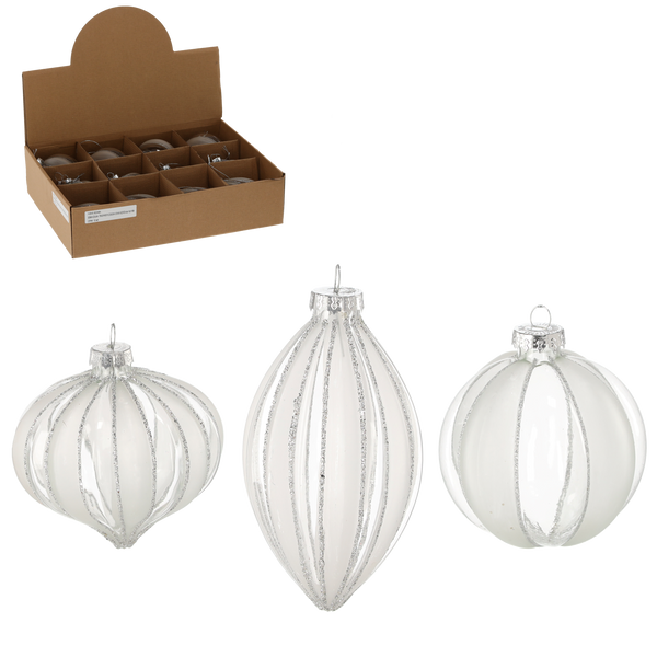 BOMBĂ DE STICLĂ - TRANSPARENT DECORAT MIX DE MODELE disp=12buc *4884