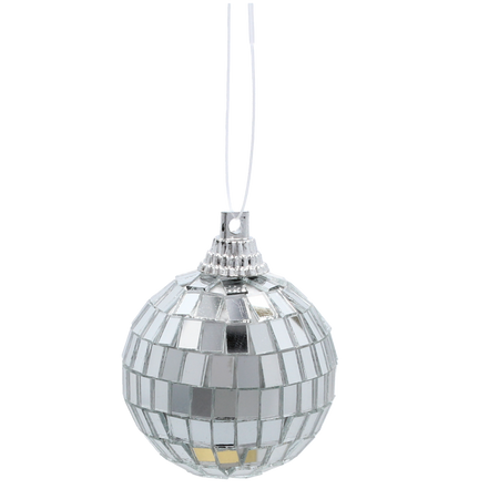 SET OF 6 MIRROR DECO BALLS SILVER 4 CM