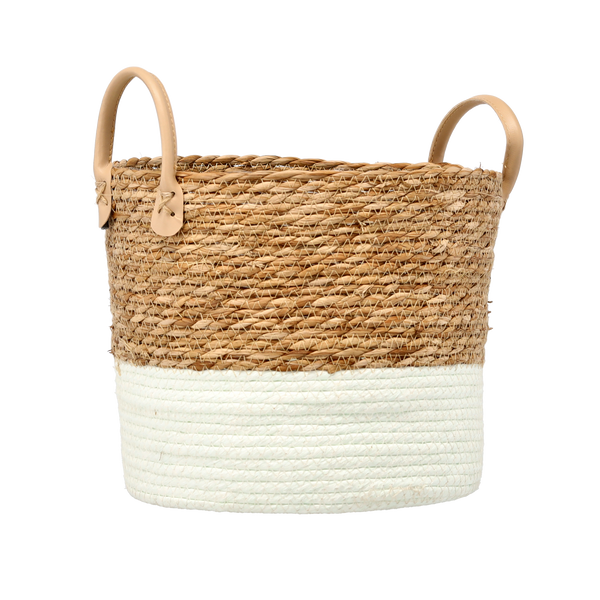 KOŠÍK Z KRAFKY 28 x 26 x 25/32 CM Z MOŘSKÉ TRÁVY *9333