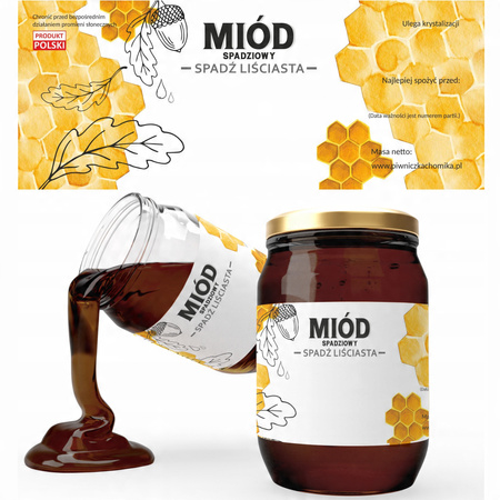 SADA 100 ŠTÍTIKOV MEDU SPADZIOVÉHO - SPADŇ DLISTOVÁ 154 x 60 MM *8238