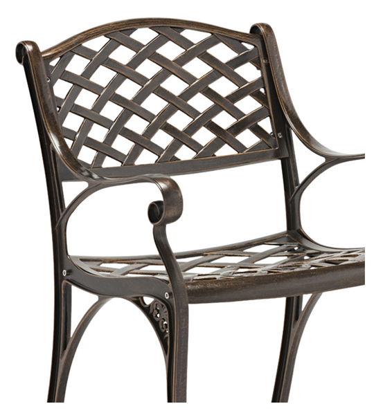 KRZESŁO ALUMINIOWE "MONDRICH" ANTYCZNY BRĄZ 65 x 64 x 92 CM