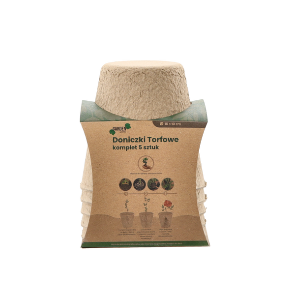 SET OF 5 PEAT POTS 10 X 10 CM