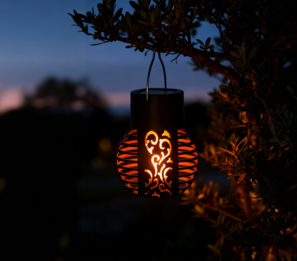 SOLÁRNÍ LAMPA FLAME 7 x 7 x 9 CM ČERNÁ TEPLÁ BÍLÁ disp=12ks *4320