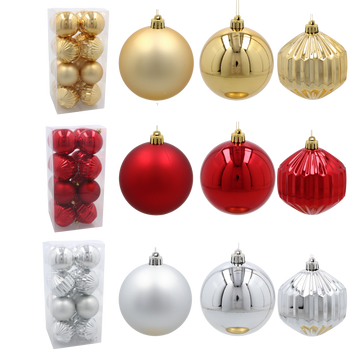 KPL. 16 BOMBEK 8 CM RED / GOLD / SILVER *3788