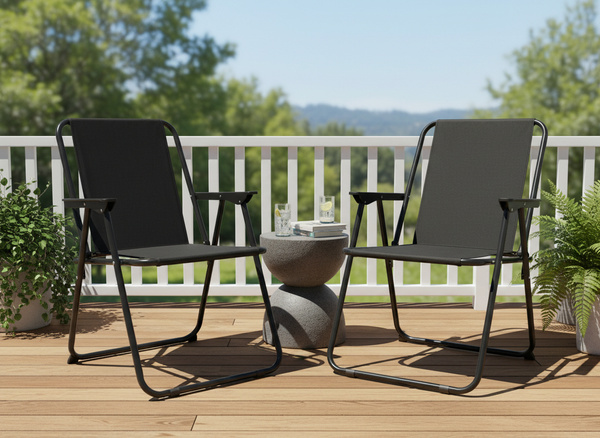 KRZESŁO OGRODOWE SKŁADANE CZARNE 53x59x76cm