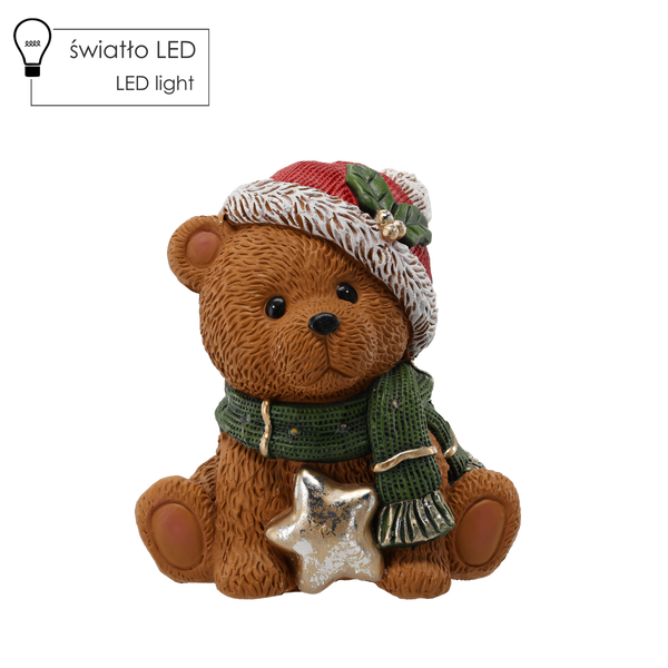 FIGURKA BOŻONAR. - MIŚ Z GWIAZDKĄ 28,5 X 22 X 30 CM LED *1049
