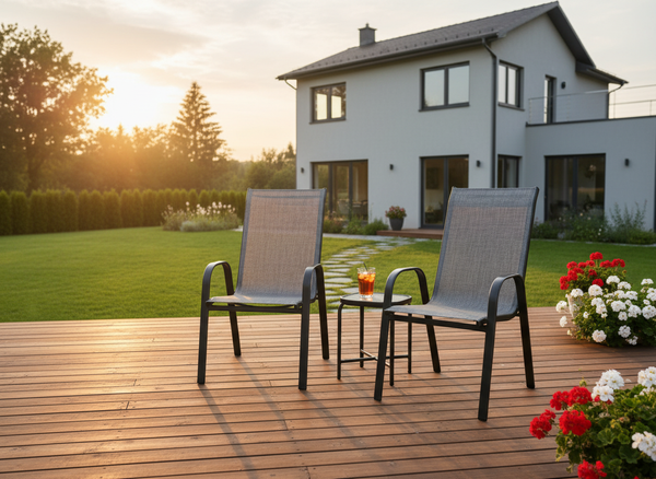 KPL. 2 KRZESEŁ OGRODOWYCH SZARYCH 54 x 72 x 96