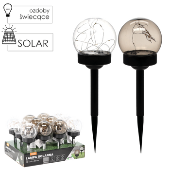 CALIA SOLAR LAMP 10 x 10 x 33 CM BLACK SMOKY / BLACK TRANSPARENT WARM WHITE disp=12 pcs