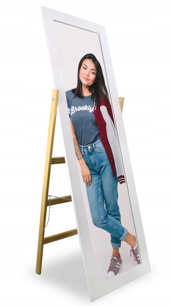 LUSTRO STOJĄCE DREWNIANE NOGI DRABINKA 54 x 41 x 157 CM *9757