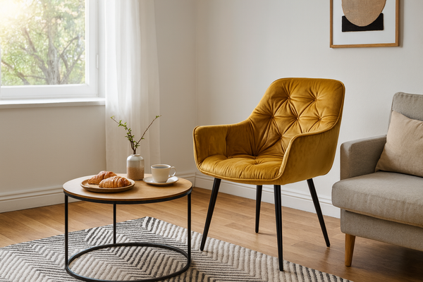 KRZESŁO WELUROWE ŻÓŁTE *2968