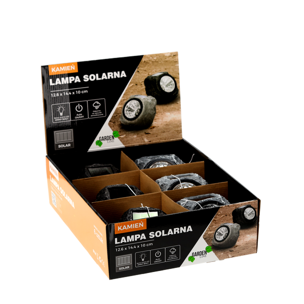 LAMPA SOLARNA KAMIEŃ 12,6 x14,4 x 10 CM, disp. 6szt*9901