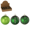 GLASS ORNAMENT - GREEN 8 CM GOLD DECORATIONS MIXED PATTERNS