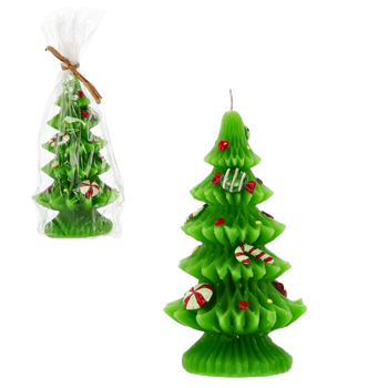 CANDLE 8.5 x 8.5 x 15.5 CM BRAZI DE CRĂCIUN CU DECORAȚIUNI ambalaj=6buc *4390