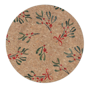 PLATE 33 x 33 x 1.5 CM CORK WITH MISTLETOE