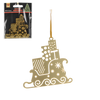 Sada 3 vianočných ozdôb - zlaté sánky Mikuláša 8 x 8 cm balenie=48ks *0771