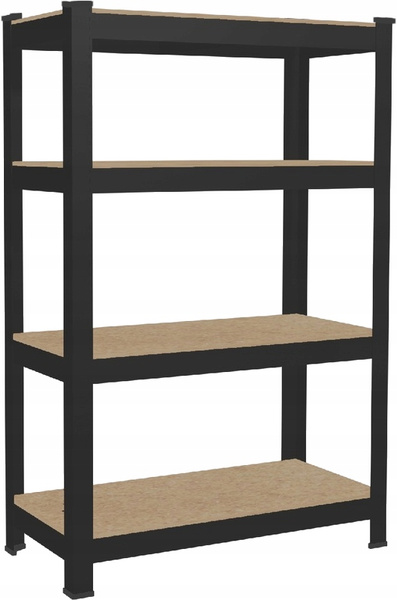 REGAŁ 4-POZIOMOWY 150 x 70 x 30 CM CZARNY UDŹWIG PÓŁKI: 150 KG *0582