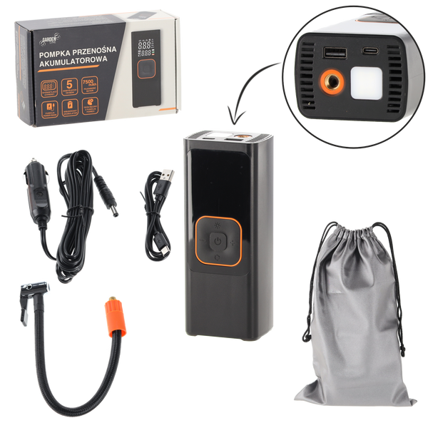 CORDED AND CORDLESS DIGITAL TIRE INFLATOR 11,1/12V WITH LED LIGHT