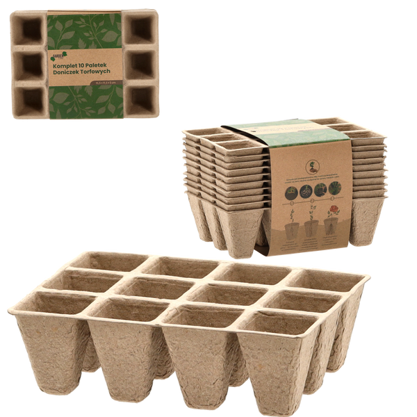 KPL.10 KS PALETKY RAŠELINOVÝCH KVĚTINÁČŮ 15,5 x 11,5 x 5CM