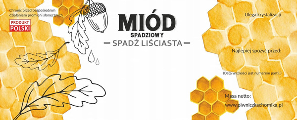 KPL. 100 ETYKIET MIÓD SPADZIOWY - SPADŹ LIŚCIASTA 154 x 60 MM *8238