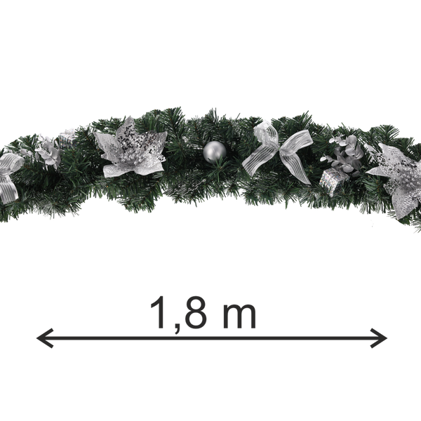 CHRISTMAS DECORATION - GARLAND 1,8 M SILVER
