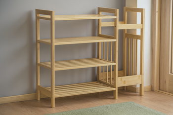 REGAŁ BAMBUSOWY 4-POZIOMOWY Z DODATKOWĄ PÓŁKĄ BOCZNĄ 73,5x28x66 CM *7001