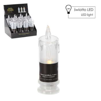 LED HOLO ACRYLIC CANDLE 18CM WITH BATTERIES WARM WHITE*2433