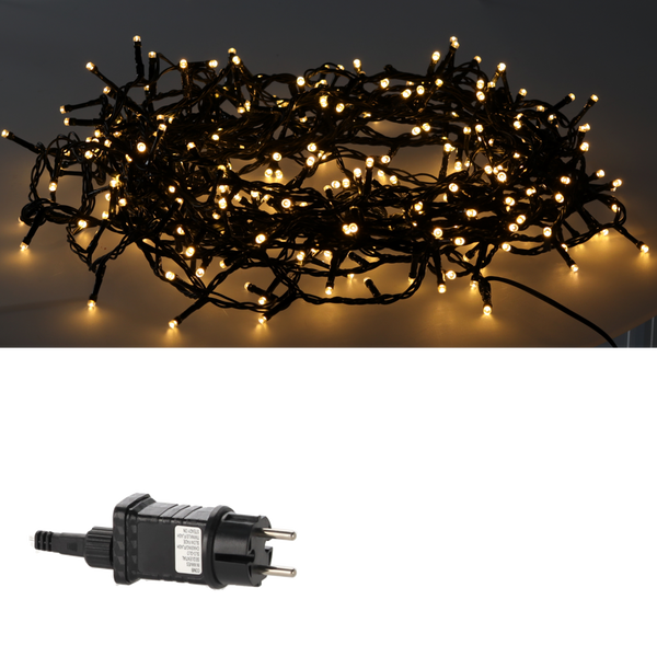 LAMPIONI LED 200L ALB CALD + FLASH RECE, LUNGIME 3 + 10 M INTERIOR/EXTERIOR *9478