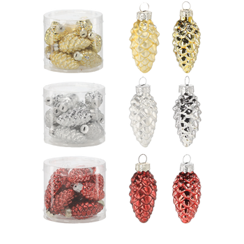 SET OF 16 CHRISTMAS TREE BAUBLES MIX COLORS 3 x 6 CM