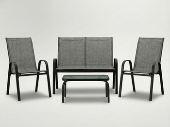 GARDEN FURNITURE SET WITH TABLE - GREY