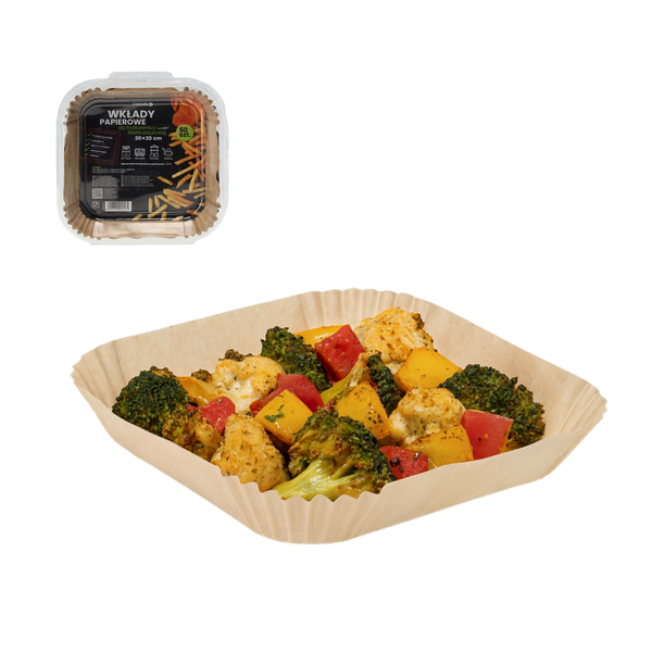 SET DE 50 REZERVEI PENTRU FRITEUZA FĂRĂ ULEI PAPIER DIN TIP PATRAT 16 X 4,5 CM *2565