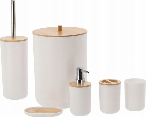 SET BAIE ROTUNDE 6 ELEMENTE ALB + BAMBUS *4298