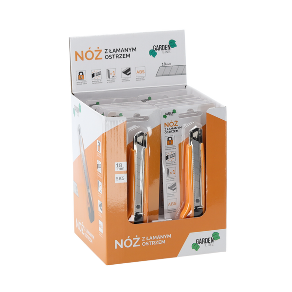 NÓŻ Z OSTRZEM ŁAMANYM 18 MM disp=12szt *1609