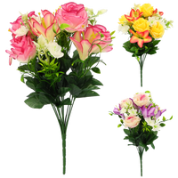 UMĚLÁ VĚTVIČKA - KYTICE RŮŽÍ A LILIÍ 43 x 25 x 25 CM MIX BAREV bal=18 ks *3147