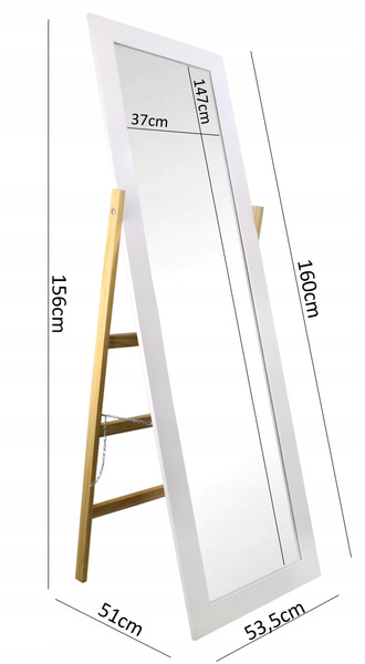 LUSTRO STOJĄCE DREWNIANE NOGI DRABINKA 54 x 41 x 157 CM *9757