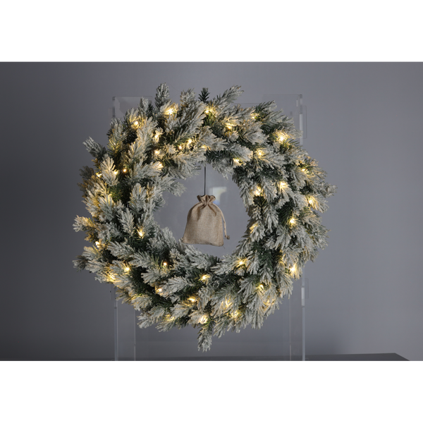 PINE CHRISTMAS WREATH 60 CM SNOWED WITH LED